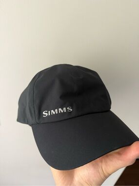 Simms Gore Tex Rain Cap Waterproof Shell Black Hat Hiking Fishing Like New